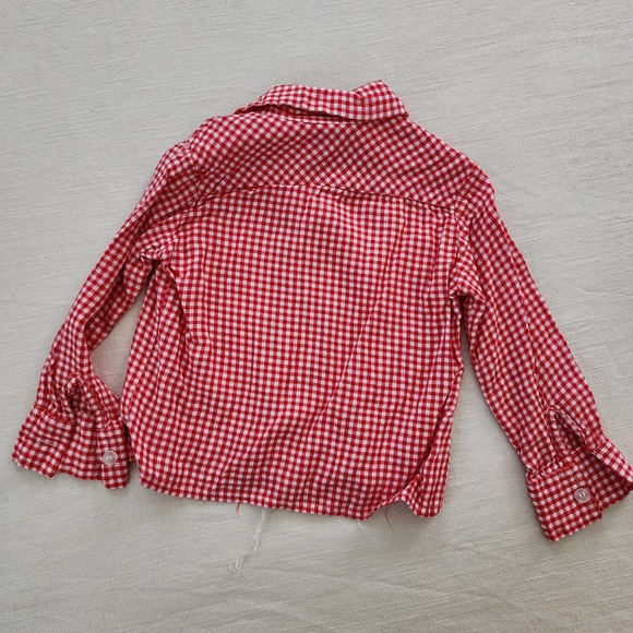 Vintage Red Gingham Buttondown Shirt 2t/3t - Picture 7 of 7